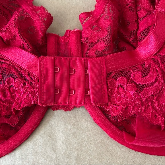 Smart & Sexy Signature Lace Unlined Underwire Bra Plus Size 38DDD Lingerie Red - Picture 6 of 11